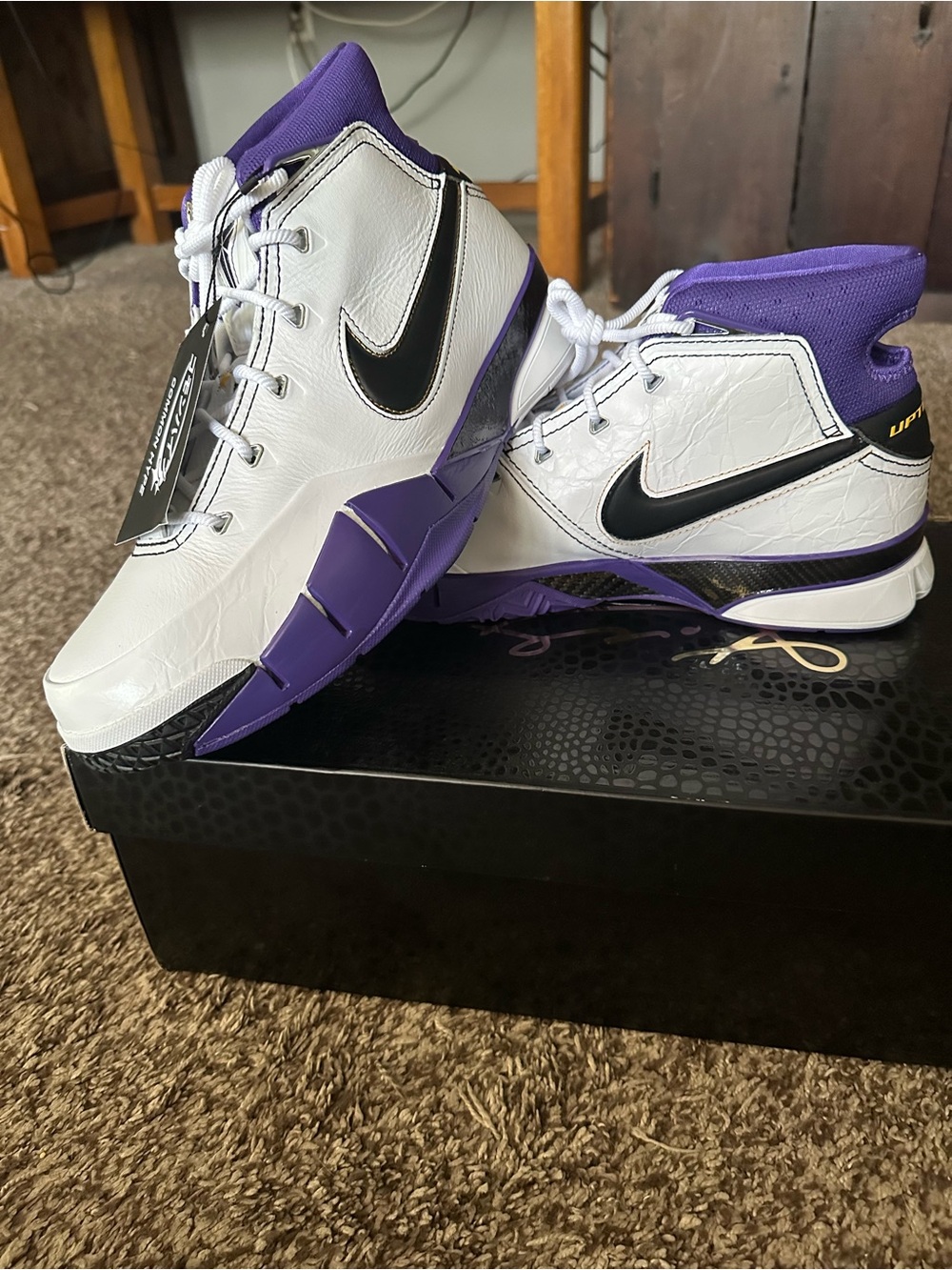 Nike Kobe 1 Protro Sneakers - White/Black/Court Purple - Picture 2 of 4